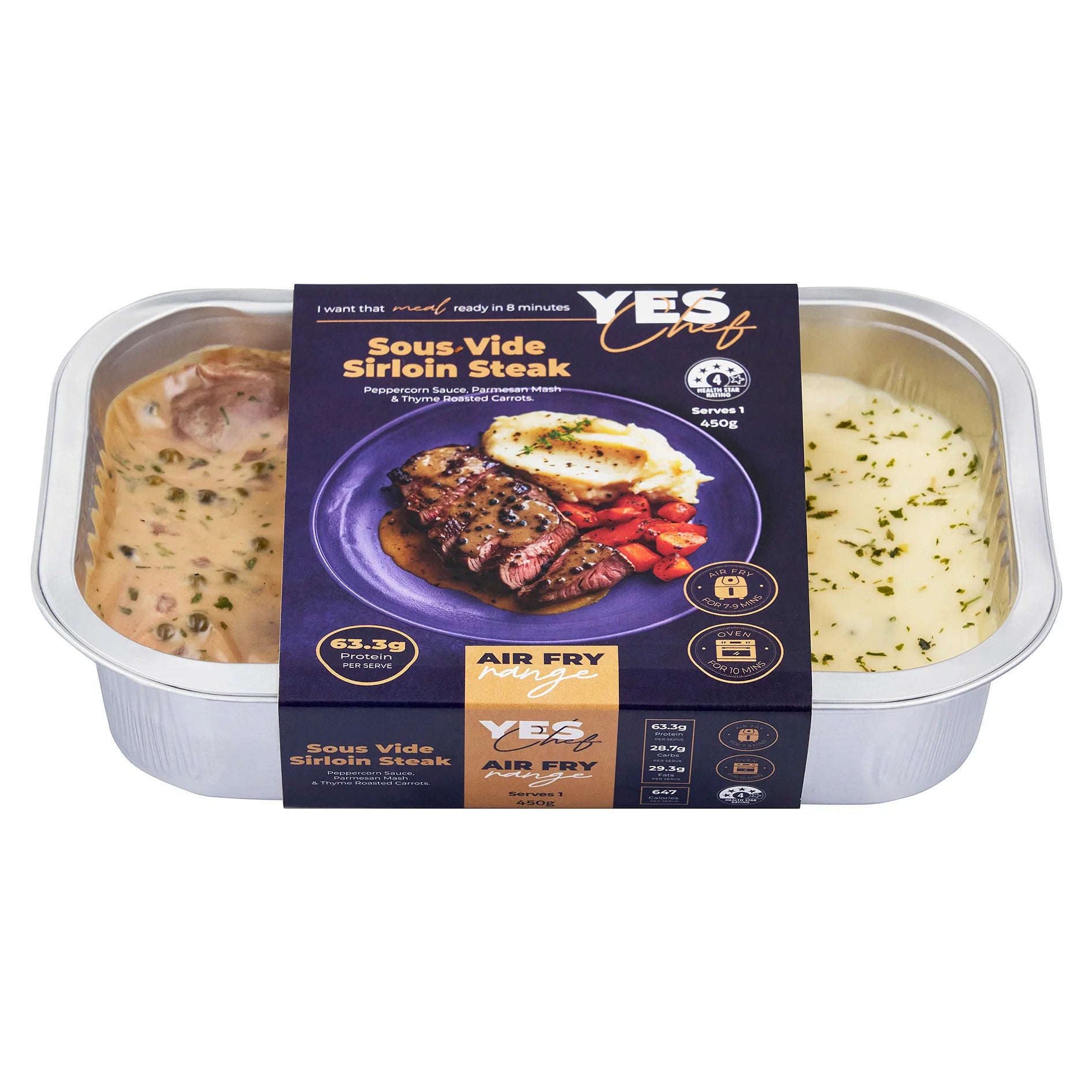 Sous Vide Sirloin Steak With Parmesan Mash & Roasted Carrots